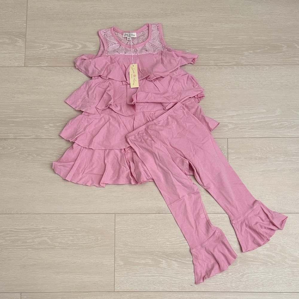 3/$10 Adorable Pink Ruffled Kids Leggings